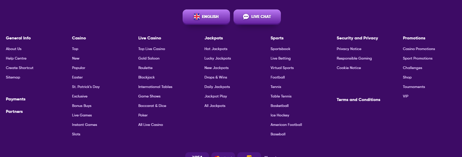 Kingmaker Casino — site sections including Casino, Live Casino, Jackpots, Sports, Security